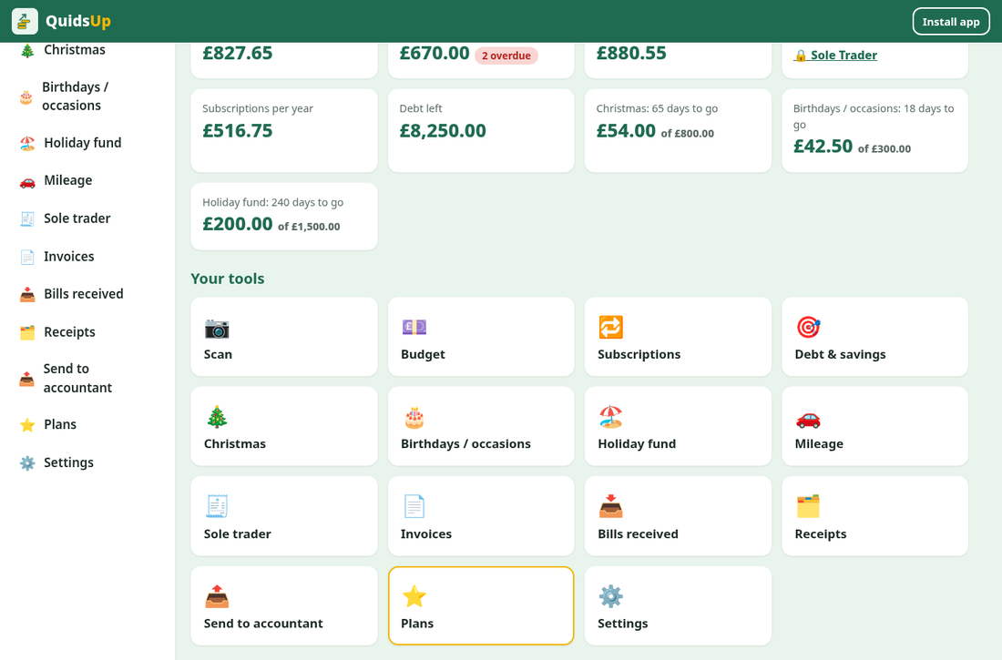 QuidsUp dashboard on a computer
